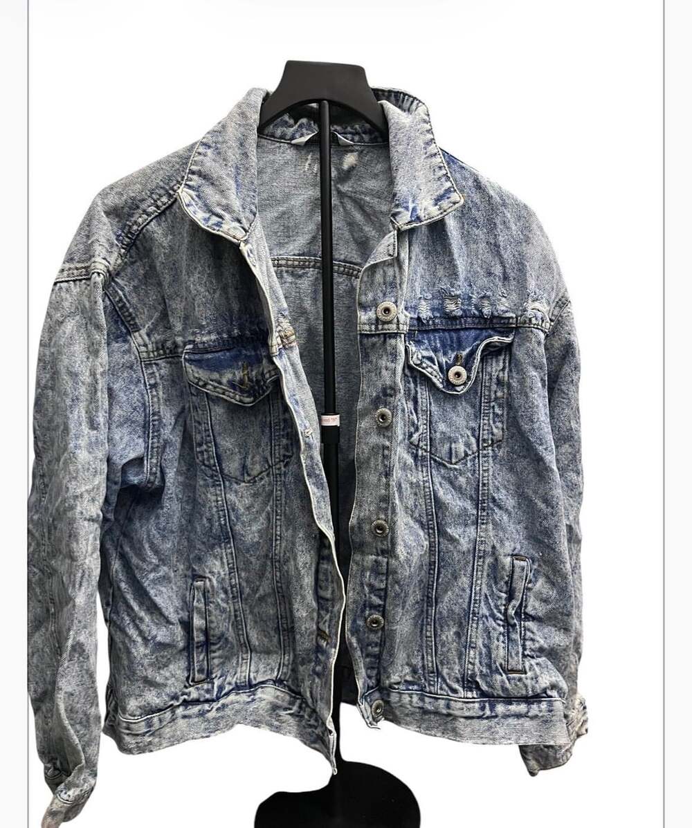 Vintage Acid Wash Distressed Denim Jacket